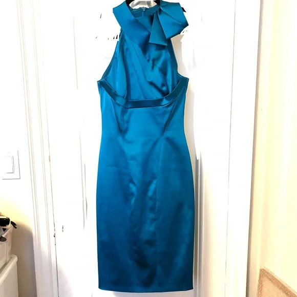 Karen Millen Teal Satin Midi Dress - Picture 11 of 11